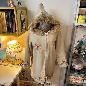 Vintage wool and fur handmade parka